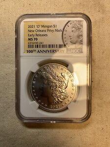 2021-O Morgan 1$ NGC MS70 Early Releases New Orleans Privy Mark 100th Anniv