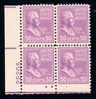 US Stamp #831 William Howard Taft 50c - Plate Block of 4 - MNH - CV $25.00