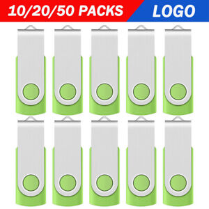 Lot 10/20/50PCS Green 16GB Swivel  USB Flash Drive Storage Memory Custom Logo