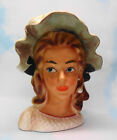 Vintage Enesco Lady Head Vase Smart Girl 7