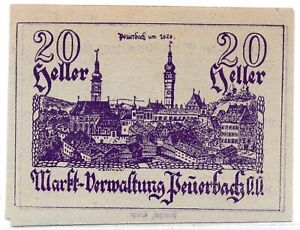 1920 Austria Notgeld Peuerbach 20 Heller Note (Q59)