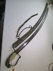 US WAR OF 1812 SWORD EAGLE HEAD BLASS SCABBARD ETCHED BLUE AND GOLD PANEL BLADE