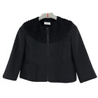 Akris Punto Women's Cropped Jacket Black Wool Size 6 Lined Zip