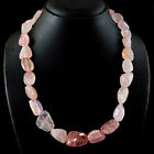 561.00 Cts Natural Untreated Pink Rose Quartz Faceted Beads Necklace- NK 20MH7