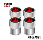 4x Car Tire Valve Caps Stem Air Dust Cap Premium Metal Silver Red For Alfa Romeo (For: Ferrari Monza SP1)