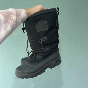 Sorel Womens Size 9 Snowlion Winter Insulated Black Boots