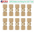 10 Pcs Straight Brass Brake Line Compression Fitting Unions For 3/16