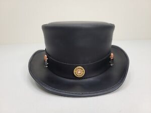 American Hat Makers Men's Leather Top Hat Bullet Hat Band Handmade
