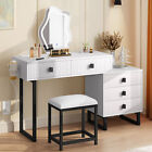 Bedroom Vanity Makeup Dressing Table Set with Cloud Led Light Mirror & 5 Drawers