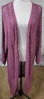 Torrid 2 womens 2X sweater cardigan purple loose knit button front 3/4 sleeve