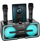 Bigasuo Bluetooth Karaoke Machine KA215 Pro with 2 Mics, 7 LED Colors