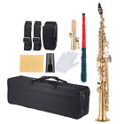 Professional Brass Straight Soprano Saxophone Bb B Flat Sax with Carry Case E4N5