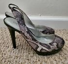 Guess snake leather almon toe elastic slingback snake print platform heels 7M