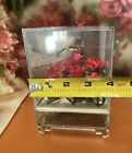 Vintage Moving Butterfly With Red Roses Square Acrylic Lucite Music Box Hongkong