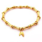 18k Yellow Gold Over Brass Womens Bamboo Link Style Bangle Bracelet D78