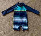 Carter's Toddler Baby Boy 12m One Piece Striped Rash Guard - Gently Used Swim