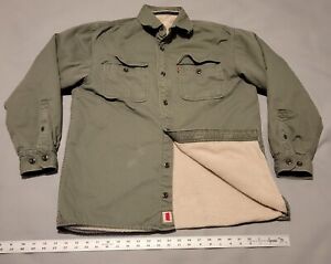 Levis Fleece Lined Shirt Jacket Men Medium Army Green Sherpa Lined Shacket