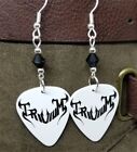 Trivium Guitar Pick Earrings with Black Swarovski Crystals
