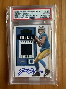 New ListingPSA Justin Herbert Signed AUTO 2020 RC CONTENDERS ROOKIE TICKET Swatches PSA