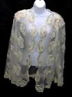 BRIDAL Ivory Lace Cardigan Jacket Sz 16 Crochet Embroidered Topper Beaded Pearl