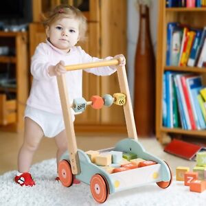 ROBUD Wooden Baby Walker Push Toy Adjustable Speed Learning for 10 Months +