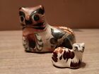Lot of 2 Tiny Mexican Influenced clay cats