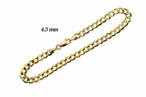 14k Solid Yellow Gold 4.5mm Men Women Cuban Link Bracelet Size 7