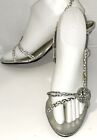WILD ROSE Sealim Silver 4” Heel Stone Embellished Shoe Women’s Size 8B