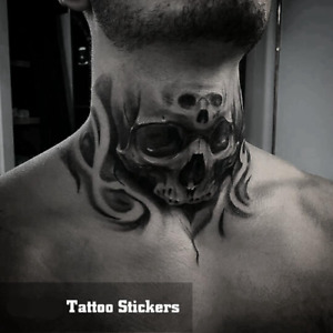 Skull Neck Tattoo Ephemere Man European and American Dark Tattoo SkullTattoo Art