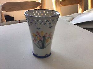 Vintage Elegant Porcelain Delftware Raised Tulips Vase from Holland