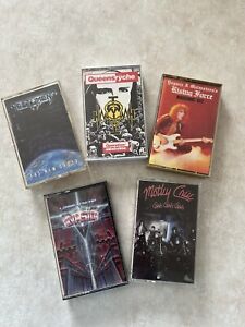 Lot of 5 80s Rock Metal Thrash Cassette Tape Motley Crue Testament Queensryche