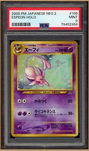 Pokemon 2000 Japanese Neo 2 Discovery #196 - Espeon Holo Rare - PSA 9 Mint