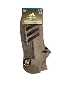 adidas Men's Superlite No Show Socks 3 pair Heather Dark Grey/Black/Grey L
