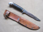 VINTAGE HUNT MASTER SPIEGAL INC PAT USA FIXED BLADE KNIFE With LEATHER SCABBARD
