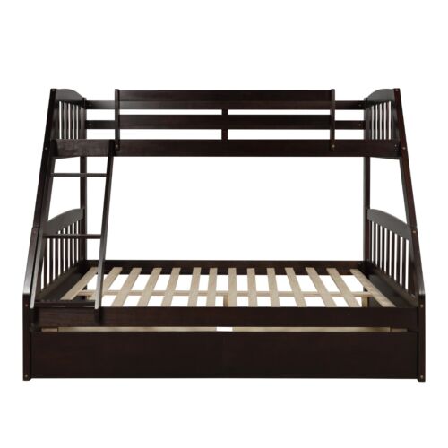 Mondawe Solid Wood Twin Over Full Bunk Bed with Two Storage Drawers