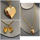 1928 Signed Etched Floral Heart Photo Picture Locket Pendant Chain Necklace 18”