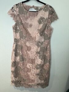 Tahari Arthur S Levine Pink Lace Overlay Dress Size 10