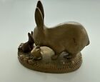 VTG Brass Mother Rabbit Babies Bronze Figurine Sculpture Collectible GOOD VALUE
