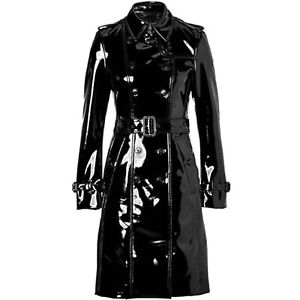 Northern Star Women's Black PVC Leather Shiny Light Weighted Stylish Trench Coat