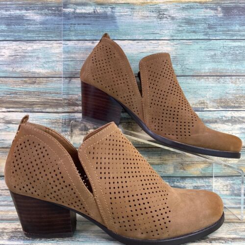 Baretraps Ankle Booties Womens Size 8.5 Brown Textile Perforated Footwear Reta