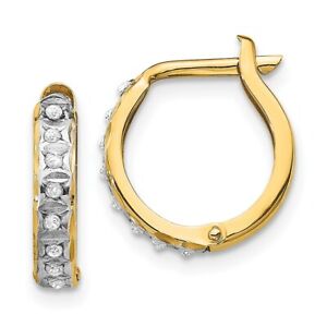 14k Diamond Fascination Round Hinged Hoop Earrings