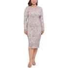 Xscape Womens Sequined Mid Calf Formal Cocktail and Party Dress Plus BHFO 9690