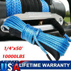 10000LBS Synthetic Winch Rope Line Recovery Cable ATV 4WD W/ Guard Blue AT