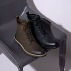 Men's Solid Cap Toe Dress Boots With PU Leather Uppers, Wear-resistant Non Slip