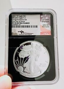 2021-W Silver Eagle NGC PF70 CONGRATULATION SET T-1 First Day Of Issue MERCANTI