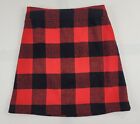 J Crew Buffalo Plaid Skirt Check Wool Blend Womens Size 0 Back Zip