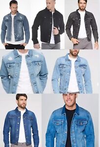Men’s Red Label Premium Faded Denim Cotton Jean Button Up Slim Fit Jacket S-4XL