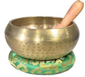 5 Gold Tibetan Meditation Yoga Singing Bowl Set (Large) ~~ Tuned to B ~ Hand ...
