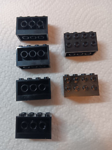 P Lego Lot 6 Black Modified Brick 2 x 4 x 2 6061 2434 6981 2162 6150 6159