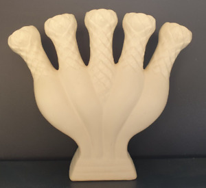 Finger Vase Mid Century White Matte Glaze Made in Japan PWF Spring Flowers Five